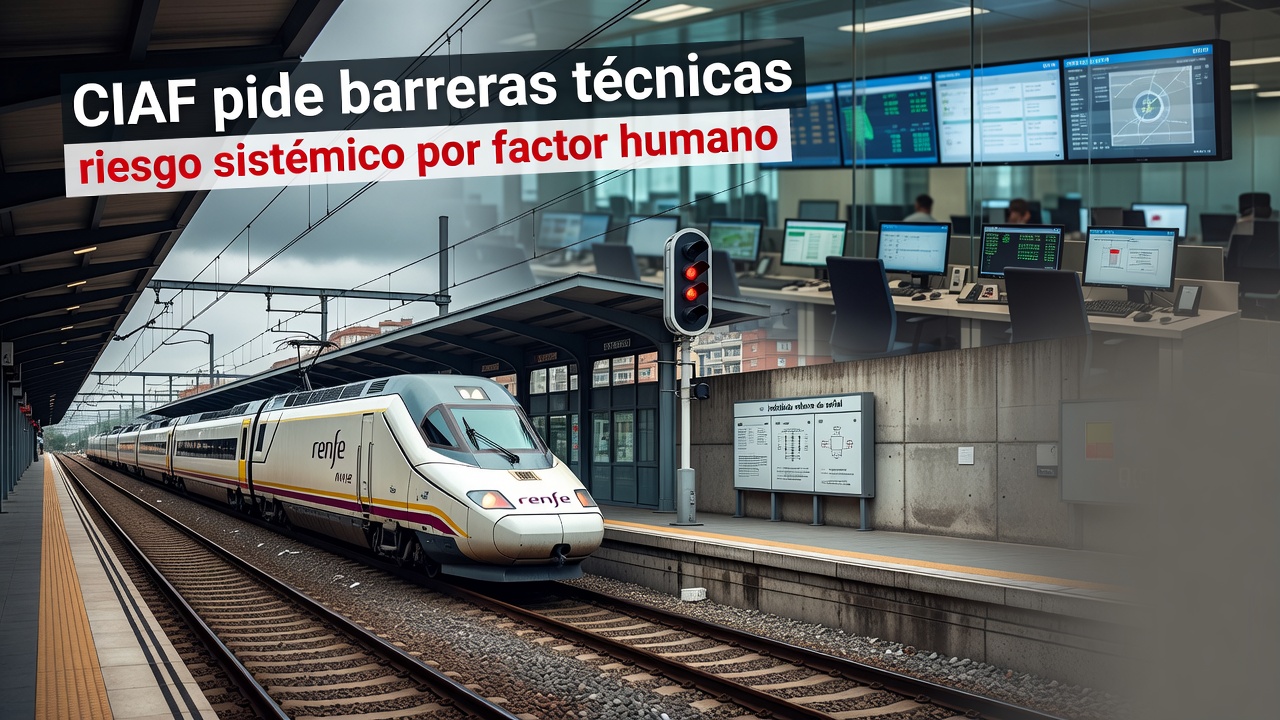 Fallo humano en la circulación ferroviaria: la CIAF pide barreras técnicas que no dependan de la vista